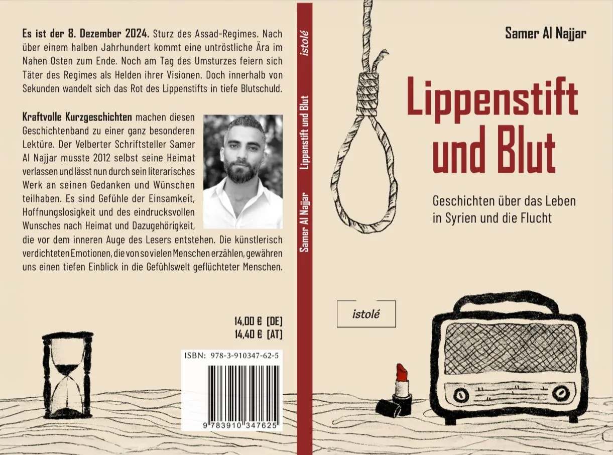 Minimalist cover illustration for Lippenstift und Blut